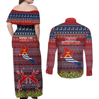 kiribati-christmas-couples-matching-off-shoulder-maxi-dress-and-long-sleeve-button-shirts-coat-of-arms-and-map-beautiful-merry-xmas-snowflake