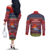 kiribati-christmas-couples-matching-off-the-shoulder-long-sleeve-dress-and-long-sleeve-button-shirts-coat-of-arms-and-map-beautiful-merry-xmas-snowflake