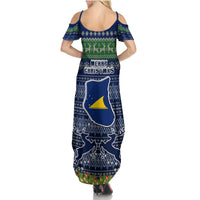 Tokelau Christmas Family Matching Summer Maxi Dress and Hawaiian Shirt Coat of Arms and Map Beautiful Merry Xmas Snowflake LT03 - Polynesian Pride