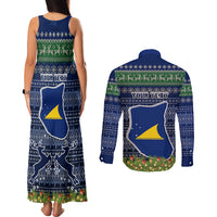 personalised-tokelau-christmas-couples-matching-tank-maxi-dress-and-long-sleeve-button-shirts-coat-of-arms-and-map-beautiful-merry-xmas-snowflake