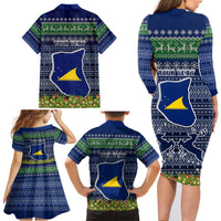 personalised-tokelau-christmas-family-matching-long-sleeve-bodycon-dress-and-hawaiian-shirt-coat-of-arms-and-map-beautiful-merry-xmas-snowflake