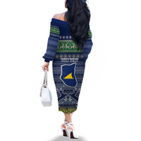 personalised-tokelau-christmas-family-matching-off-shoulder-long-sleeve-dress-and-hawaiian-shirt-coat-of-arms-and-map-beautiful-merry-xmas-snowflake