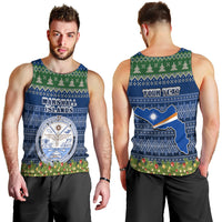 Personalised Marshall Islands Christmas Men Tank Top Coat of Arms and Map Beautiful Merry Xmas Snowflake LT03 - Polynesian Pride