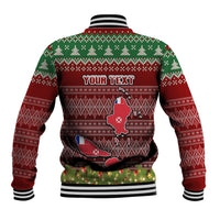 Personalised Wallis and Futuna Christmas Baseball Jacket Coat of Arms and Map Beautiful Merry Xmas Snowflake LT03 - Polynesian Pride