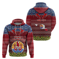 Personalised French Polynesia Christmas Hoodie Coat of Arms and Map Beautiful Merry Xmas Snowflake LT03 - Polynesian Pride