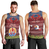Personalised French Polynesia Christmas Men Tank Top Coat of Arms and Map Beautiful Merry Xmas Snowflake LT03 - Polynesian Pride