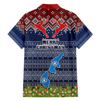 northern-mariana-islands-christmas-family-matching-short-sleeve-bodycon-dress-and-hawaiian-shirt-coat-of-arms-and-map-beautiful-merry-xmas-snowflake