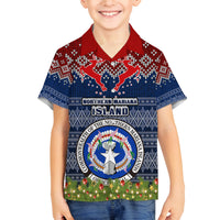 Personalised Northern Mariana Islands Christmas Family Matching Summer Maxi Dress and Hawaiian Shirt Coat of Arms and Map Beautiful Merry Xmas Snowflake LT03 Son's Shirt Blue - Polynesian Pride