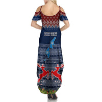 Personalised Northern Mariana Islands Christmas Summer Maxi Dress Coat of Arms and Map Beautiful Merry Xmas Snowflake LT03 - Polynesian Pride
