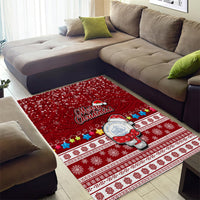 Palau Christmas Area Rug Snowman and Palau Coat of Arms Maori Tribal Xmas Style LT03 - Polynesian Pride