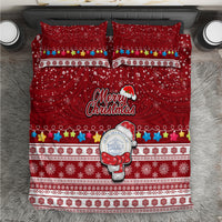 Palau Christmas Bedding Set Snowman and Palau Coat of Arms Maori Tribal Xmas Style LT03 Red - Polynesian Pride