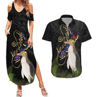 New Zealand Hoiho Couples Matching Summer Maxi Dress and Hawaiian Shirt Maori Art Tattoo and Silver Fern