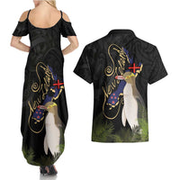 New Zealand Hoiho Couples Matching Summer Maxi Dress and Hawaiian Shirt Maori Art Tattoo and Silver Fern