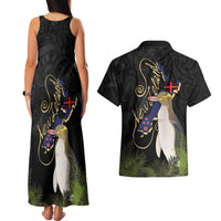 New Zealand Hoiho Couples Matching Tank Maxi Dress and Hawaiian Shirt Maori Art Tattoo and Silver Fern