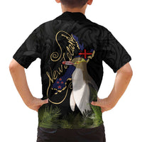New Zealand Hoiho Family Matching Off Shoulder Maxi Dress and Hawaiian Shirt Maori Art Tattoo and Silver Fern LT03 - Polynesian Pride