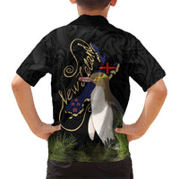 New Zealand Hoiho Kid Hawaiian Shirt Maori Art Tattoo and Silver Fern