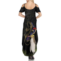 New Zealand Hoiho Summer Maxi Dress Maori Art Tattoo and Silver Fern LT03 - Polynesian Pride