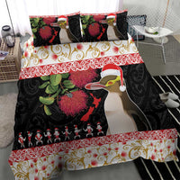 New Zealand Merry Christmas Bedding Set Hoiho Xmas - Haka Dance and Pohutukawa