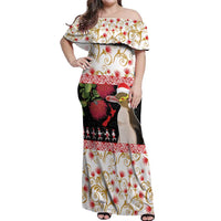 New Zealand Merry Christmas Off Shoulder Maxi Dress Hoiho Xmas - Haka Dance and Pohutukawa