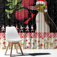 New Zealand Merry Christmas Window Curtain Hoiho Xmas - Haka Dance and Pohutukawa
