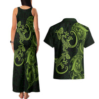 New Zealand Gecko Maori Art Tattoo Couples Matching Tank Maxi Dress and Hawaiian Shirt