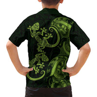 New Zealand Gecko Maori Art Tattoo Family Matching Off Shoulder Maxi Dress and Hawaiian Shirt LT03 - Polynesian Pride