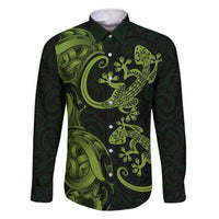 New Zealand Gecko Maori Art Tattoo Family Matching Off Shoulder Short Dress and Hawaiian Shirt
