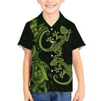 New Zealand Gecko Maori Art Tattoo Kid Hawaiian Shirt LT03 Kid Green - Polynesian Pride