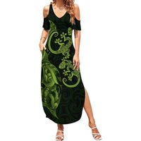 New Zealand Gecko Maori Art Tattoo Summer Maxi Dress LT03 Women Green - Polynesian Pride