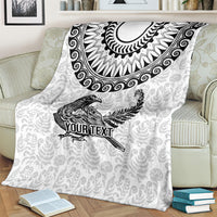 Custom New Zealand Blanket Tui Bird and Koru Circle Mix Silver Fern Pattern LT03 - Polynesian Pride