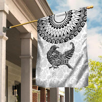 Custom New Zealand Garden Flag Tui Bird and Koru Circle Mix Silver Fern Pattern LT03 House Flag White - Polynesian Pride
