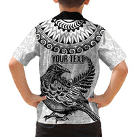 Custom New Zealand Hawaiian Shirt Tui Bird and Koru Circle Mix Silver Fern Pattern LT03 - Polynesian Pride