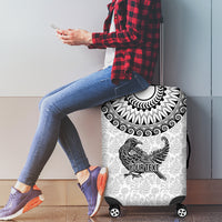 Custom New Zealand Luggage Cover Tui Bird and Koru Circle Mix Silver Fern Pattern LT03 - Polynesian Pride