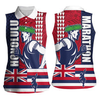 Honolulu Running 2024 Women Sleeveless Polo Shirt Marathon Competition Hula Runner and Kakau Art Tattoo LT03 - Polynesian Pride