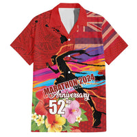 Honolulu Anniversary 52nd Running Family Matching Tank Maxi Dress and Hawaiian Shirt Marathon Competition Kakau Pattern Red Color