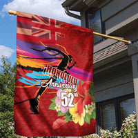 Honolulu Anniversary 52nd Running Garden Flag Marathon Competition Kakau Pattern Red Color