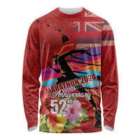 Honolulu Anniversary 52nd Running Long Sleeve Shirt Marathon Competition Kakau Pattern Red Color LT03 Unisex Red - Polynesian Pride