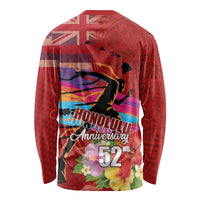 Honolulu Anniversary 52nd Running Long Sleeve Shirt Marathon Competition Kakau Pattern Red Color LT03 - Polynesian Pride