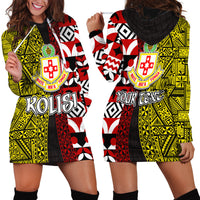 Tonga Kolisi Tonga Hoodie Dress Ngatu and Geometric Pattern LT03 - Polynesian Pride