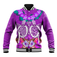 Polynesian Valentine Day Baseball Jacket Love Couple Turtle Maori Hibiscus Purple LT03 Unisex Purple - Polynesian Pride