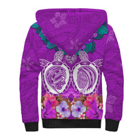Polynesian Valentine Day Sherpa Hoodie Love Couple Turtle Maori Hibiscus Purple LT03 - Polynesian Pride