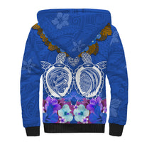 Polynesian Valentine Day Sherpa Hoodie Love Couple Turtle Maori Hibiscus Blue LT03 - Polynesian Pride