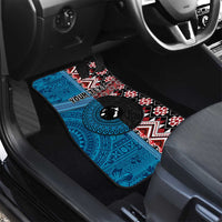 Personalised Aotearoa and Fiji Together Car Mats Melanesian Warrior and Koru - Taniko with Hibiscus Tapa Pattern LT03 - Polynesian Pride