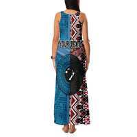 Personalised Aotearoa and Fiji Together Family Matching Tank Maxi Dress and Hawaiian Shirt Melanesian Warrior and Koru - Taniko with Hibiscus Tapa Pattern LT03 - Polynesian Pride