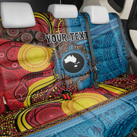 Personalised Australia and Fiji Together Back Car Seat Cover Tribal Palm Tree with Tapa and Aboriginal Animals Half Style LT03 - Polynesian Pride