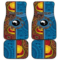 Personalised Australia and Fiji Together Car Mats Tribal Palm Tree with Tapa and Aboriginal Animals Half Style LT03 - Polynesian Pride