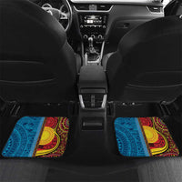 Personalised Australia and Fiji Together Car Mats Tribal Palm Tree with Tapa and Aboriginal Animals Half Style LT03 Set 2pcs - Back Blue - Polynesian Pride