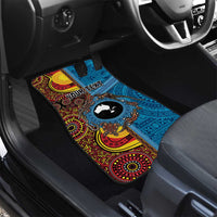 Personalised Australia and Fiji Together Car Mats Tribal Palm Tree with Tapa and Aboriginal Animals Half Style LT03 - Polynesian Pride