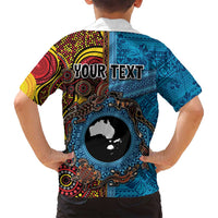 Personalised Australia and Fiji Together Family Matching Puletasi and Hawaiian Shirt Tribal Palm Tree with Tapa and Aboriginal Animals Half Style LT03 - Polynesian Pride