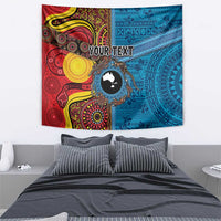 Personalised Australia and Fiji Together Tapestry Tribal Palm Tree with Tapa and Aboriginal Animals Half Style